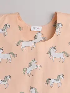 BAESD Girls Conversational Printed Pure Cotton Nightdress