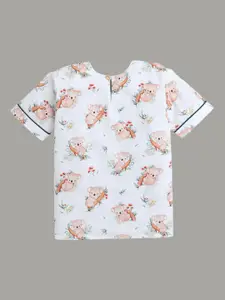 BAESD Girls Conversational Printed Pure Cotton Night Suit