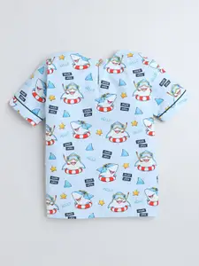 BAESD Girls Conversational Printed Pure Cotton Night Suit