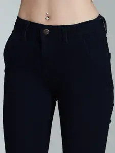 High Star Women Slim Fit High-Rise Clean Look Stretchable Cropped Jeans