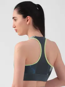 Reebok Printed Running Aop Underwired Non Padded Workout Bra