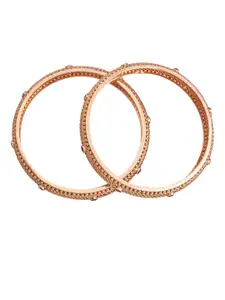 Kushal's Fashion Jewellery Set of 2 Gold-Plated Stones Studded Ethnic Bangles
