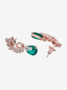 Kushal's Fashion Jewellery Rose Gold Plated Cubic Zirconia Studded Classic Drop Earrings
