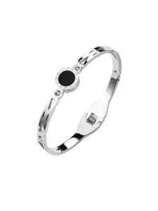 MYKI Women Silver-Toned Cubic Zirconia Silver-Plated Kada Bracelet