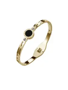 MYKI Women Silver-Toned Cubic Zirconia Silver-Plated Kada Bracelet