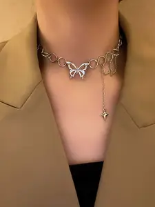 FIMBUL Silver Plated Choker Adjustable Necklace