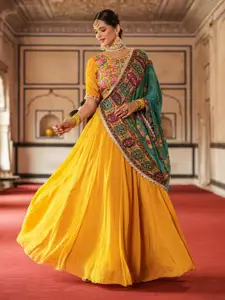 SCAKHI Embroidered Thread Work Ready to Wear Lehenga & Blouse With Dupatta