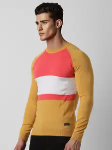 Peter England Casuals Colourblocked Crew Neck Long Sleeves Pullover Sweater