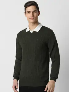Peter England Casuals Self Designed Pure Acrylic Pullover