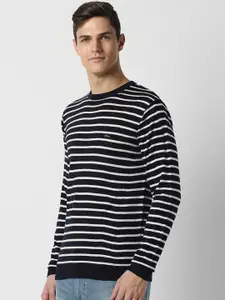 PETER ENGLAND UNIVERSITY Striped Crew Neck Pure Acrylic Pullover Sweater