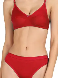 Aamarsh Cotton Non Padded Bra With Mid-Rise Briefs