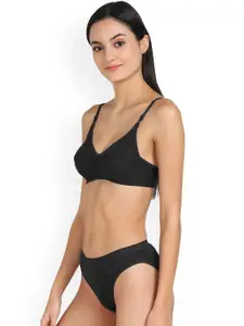 AROUSY Pack Of 3 Cotton Non-Wired Non Padded Bra With Mid-Rise Brief