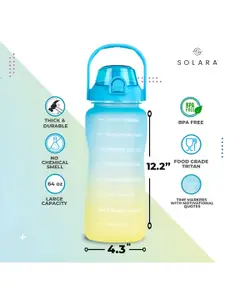 Solara Motivational Sipper Water Bottle, Yellow Blue - 2Liter