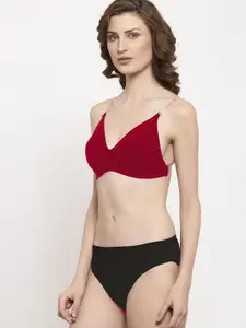AROUSY Cotton Non-Wired Non Padded Bra With Mid-Rise Brief