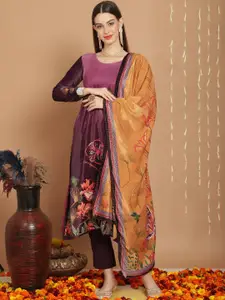 Stylee LIFESTYLE Floral Printed Velvet Unstitched Dress Material