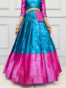 Fabcartz Woven Design Semi-Stitched Lehenga & Unstitched Blouse With Dupatta