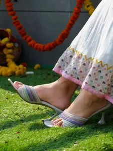 THE WHITE POLE Embellished Block Heels