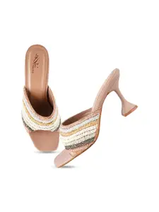 THE WHITE POLE Embellished Ethnic Block Heels