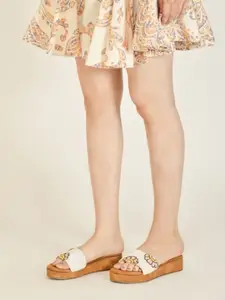 THE WHITE POLE Embellished Open Toe Suede Flatform Heels