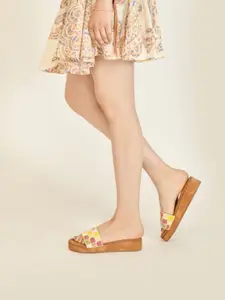 THE WHITE POLE Embellished Open Toe Suede Flatform Heels