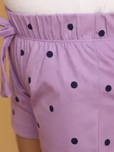 V-Mart Girls Polka Dots Printed Cotton Shorts