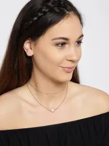 OOMPH Crystal Studded Layered Necklace