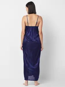 NOIRA Self Design Sleeveless Maxi Nightdress & Robe