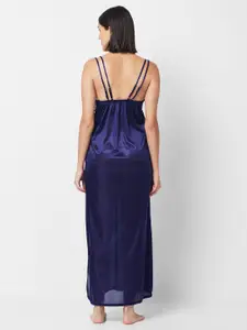 NOIRA Shoulder Straps Satin Maxi Nightdress With Robe