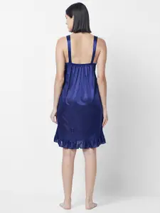 NOIRA Halter Neck Knee Length Satin Nightdress With Robe