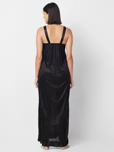 NOIRA Lace Detail Satin Maxi Nightdress With Robe