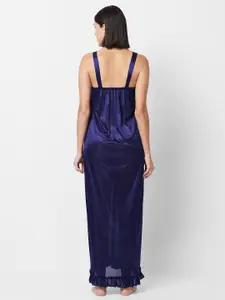 NOIRA Shoulder Straps Satin Maxi Nightdress With Robe