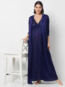 NOIRA Self Designed Shoulder Straps Satin Nightdress