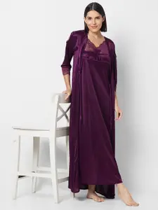 NOIRA Self Designed Shoulder Straps Satin Nightdress