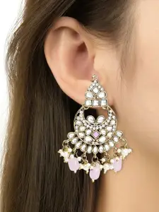 I Jewels Gold-Plated Kundan Stones Studded & Beaded Necklace & Earrings & Maang Tikka