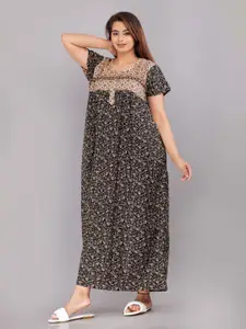 JVSP FASHION Floral Printed Square Neck Maxi Nightdress