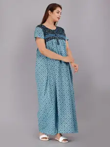 JVSP FASHION Ethnic Motifs Printed Maxi Nightdress