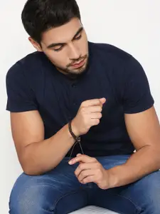 OOMPH Men Set Of 2 Leather Wraparound Bracelet