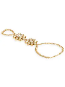 OOMPH Kundan Studded Wraparound Bracelet With Ring
