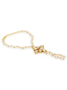 OOMPH Kundan Studded Wraparound Bracelet With Ring