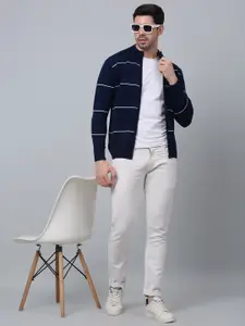 Cantabil Striped Acrylic Front Open Sweater