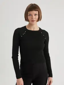 DeFacto Ribbed Round Neck Pullover Sweater