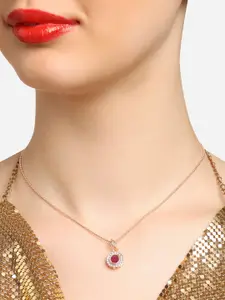 AMI Set Of 2 Rose Gold-Plated Austrian Diamond-Stubbed Drop Shape Pendant & Chain