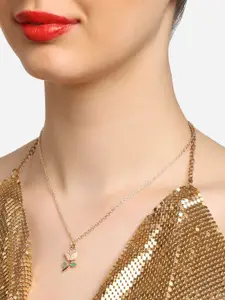 AMI Set Of 2 Gold-Plated Enamelled Evil Eye Contemporary Pendant With Chain