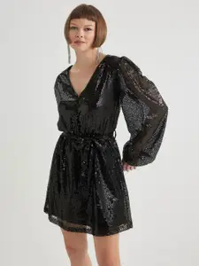 DeFacto Sequin Embellished Fit & Flare Mini Dress
