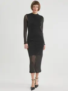 DeFacto High Neck Bodycon Midi Dress