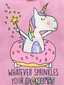 YK Girls Graphic Printed Hooded Cotton Sweatshirt