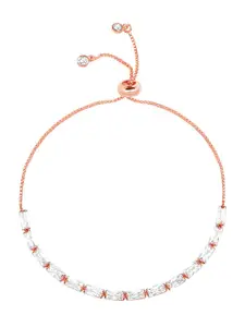 Peora Women Rose Gold-Plated Cubic Zirconia Wraparound Bracelet