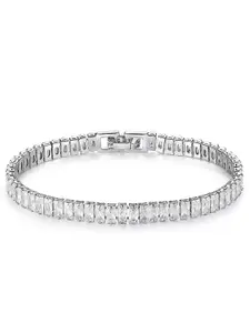 Peora Women Silver-Plated Crystals Link Bracelet