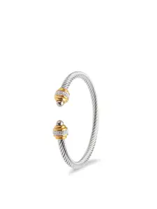 Peora Women Silver-Plated Cubic Zirconia Kada Bracelet