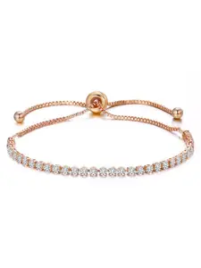 Peora Rose Gold-Plated Cubic Zirconia-Studded Rose Gold-Plated Charm Bracelet